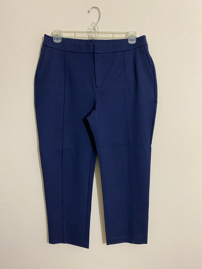 Eloquii Ponte Knit Tapered Trouser Stretch Dress Pants Navy Women's Size 16r